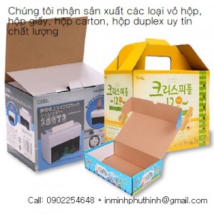 In Hộp Carton bồi giấy Duplex giá rẻ tại Hà Nội